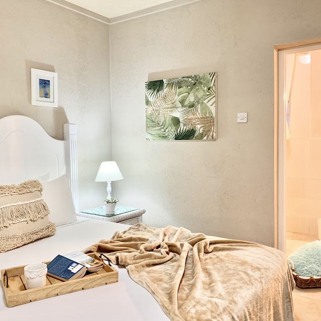 Bedroom with welcome tray